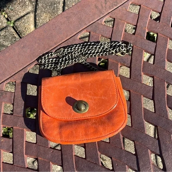 Vintage Hobo Orange Leather Distressed Crossbody Bag - Picture 7 of 7